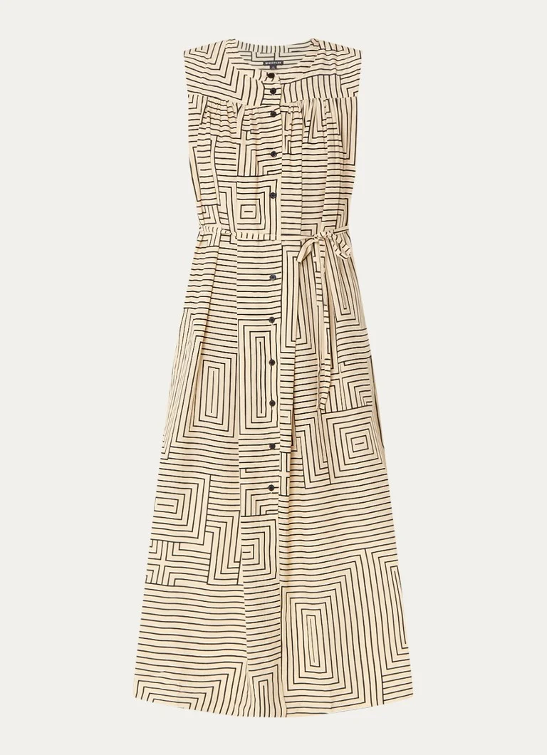 Rochie midi cu dungi Whistles Ilana și talie cu curea.