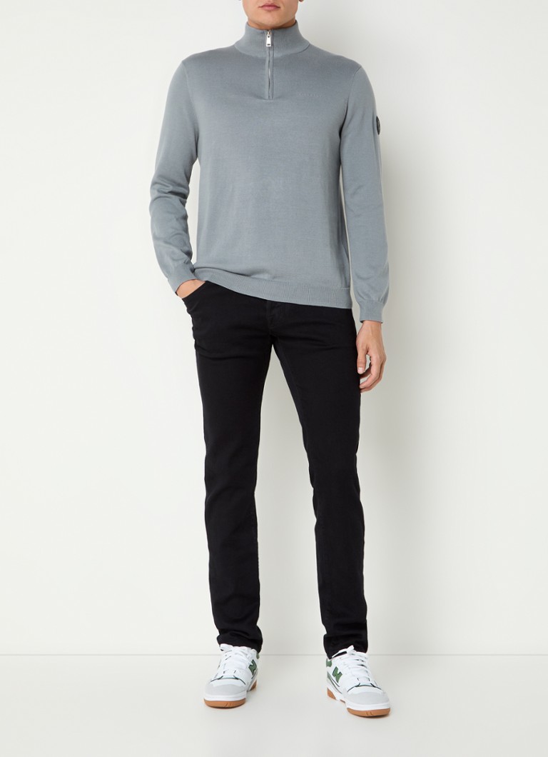 Felpa Air Force in maglia fine con mezza zip e logo