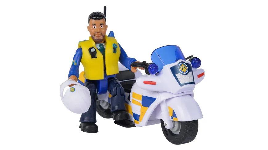 Simba - Feuerwehrmann Sam - Polizei Motorrad inkl. Polizist Malcom Figur und Zubehör