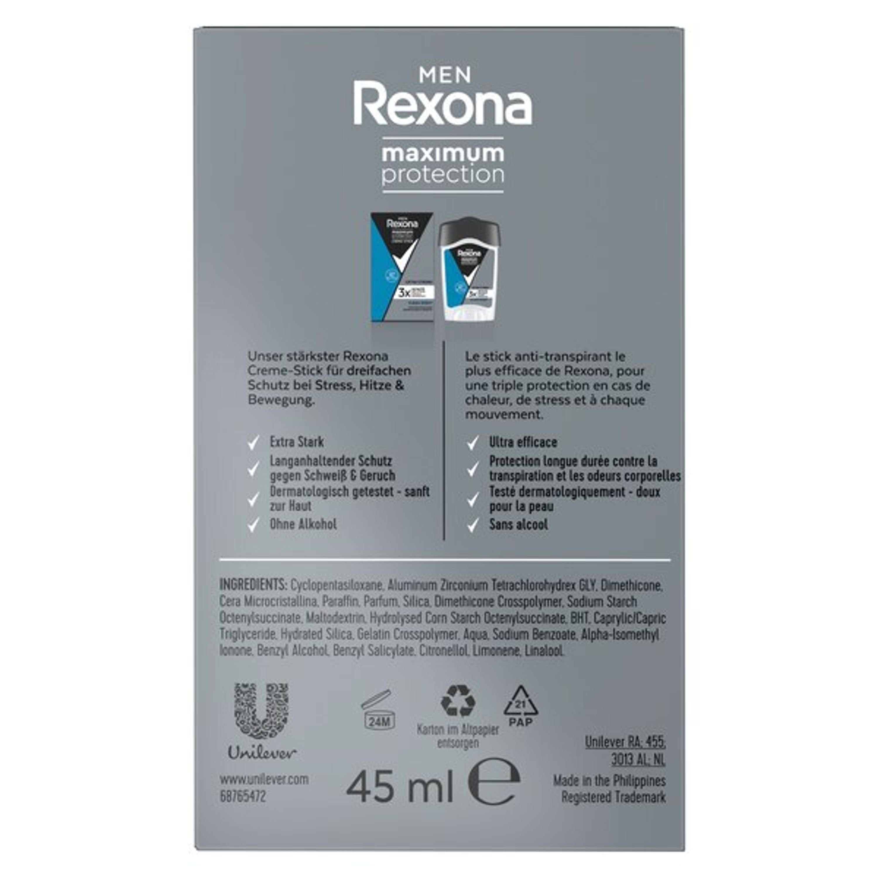 Rexona Deo-Set Maximum Protection Anti-Transpirant Deo Creme Clean Scent 6x 45ml