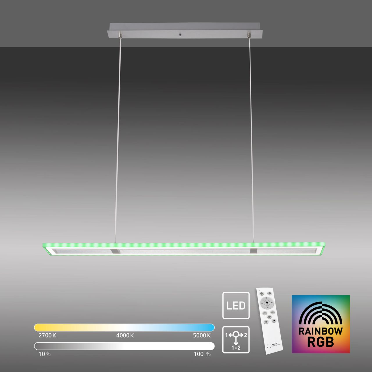 JUST LIGHT LeuchtenDirekt LED Pendelleuchte FELIX60, Downlight: CCT, Sidlight: RGB, dimmbar, IR-Fernbedienung, IP20