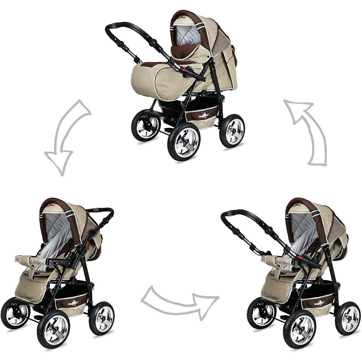 Kombi Kinderwagen Rio, 10 tlg., coffee & brown