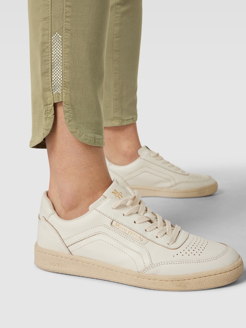Jeans mit Label-Patch Modell 'ORNELLA' in khaki