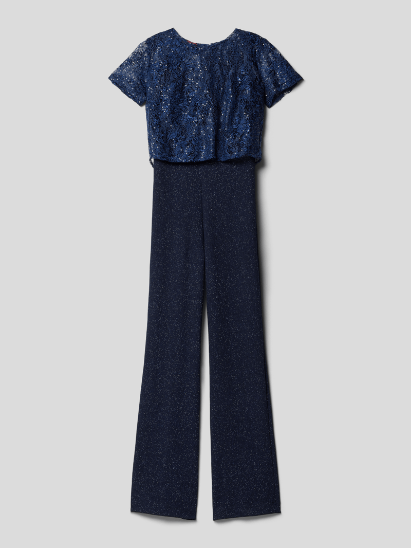 Jumpsuit mit Effektgarn in marineblau