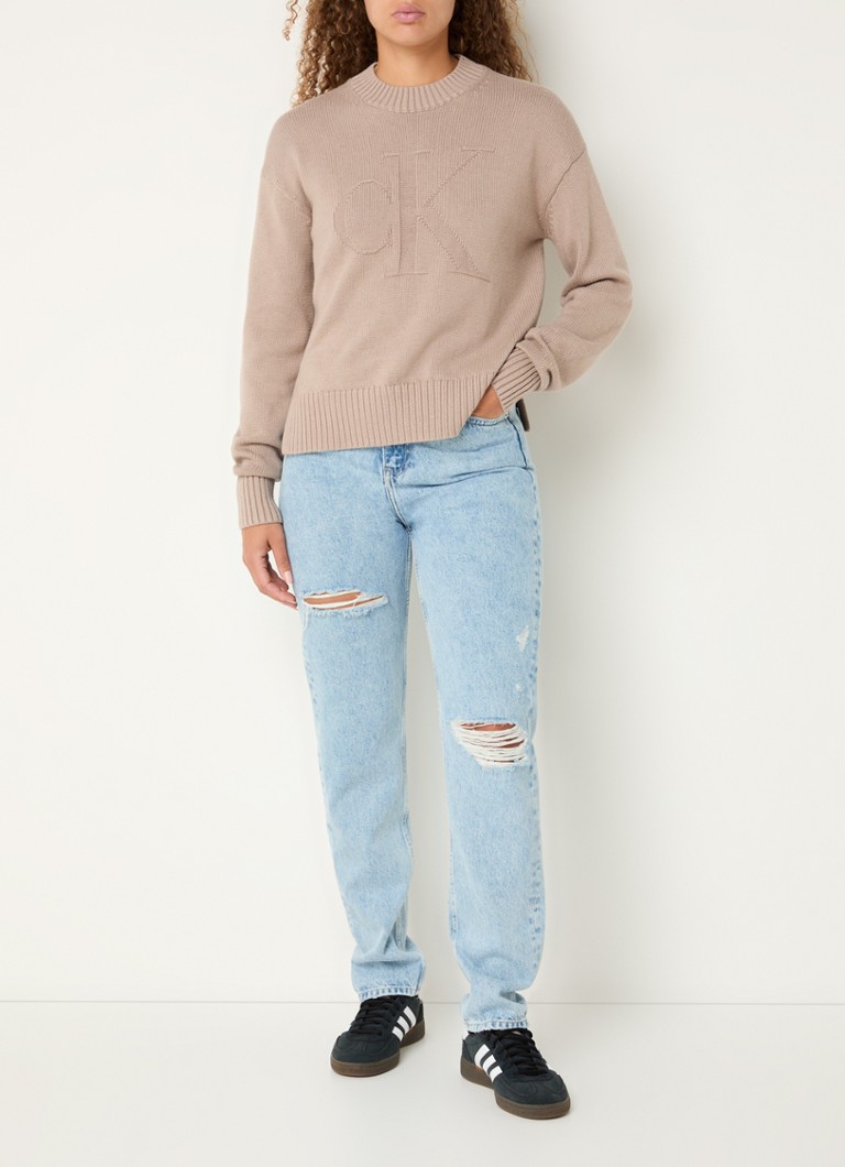 Maglione Calvin Klein a maglia grossa in misto lana con logo lavorato a maglia