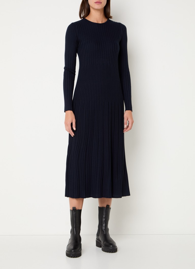 MaxMara Eletta -uurrettu neulottu midimekko villasekoitteesta, pyöreällä pääntiellä