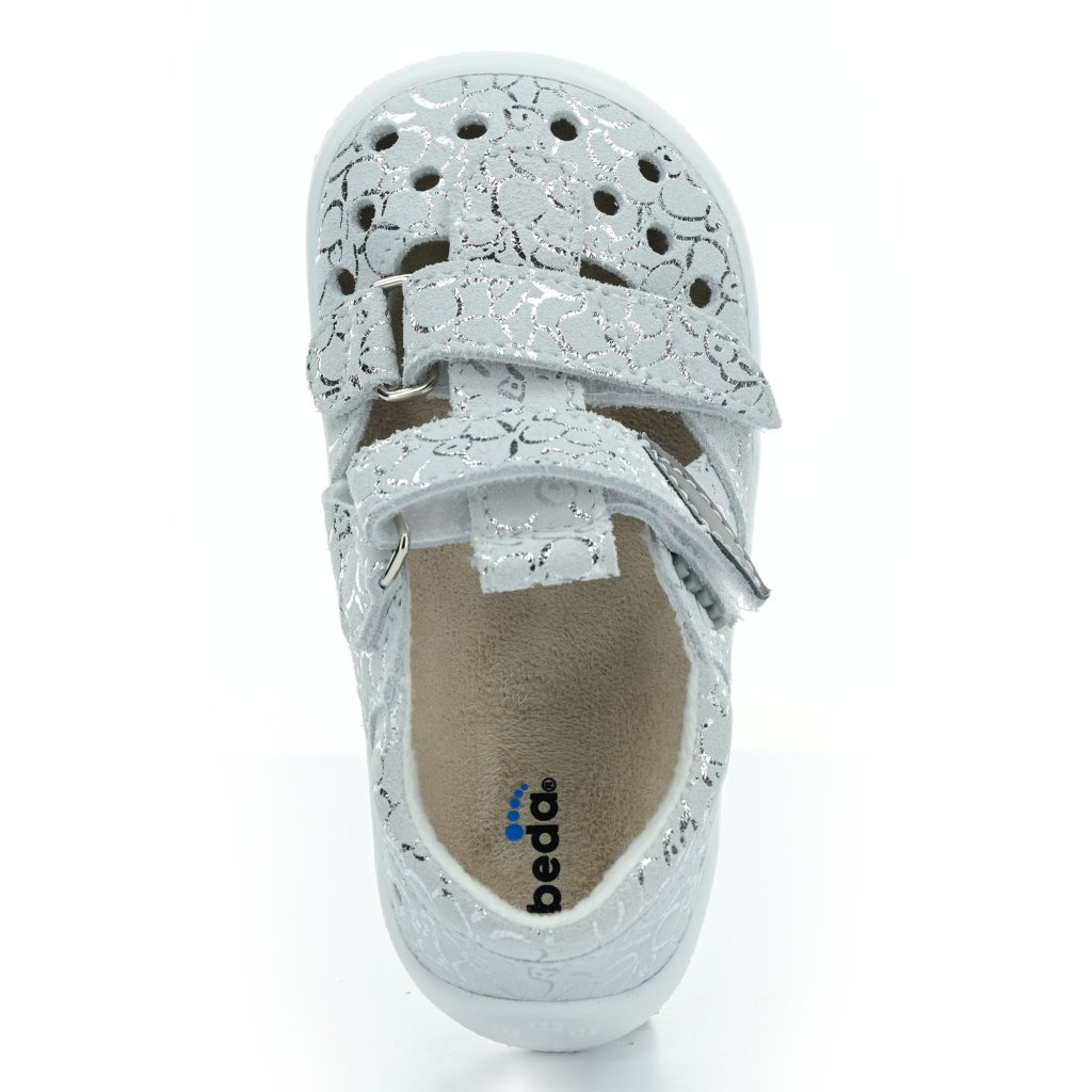 Beda Silver Shine Barfußsandalen Klett (BF0001/SD/W/TS)