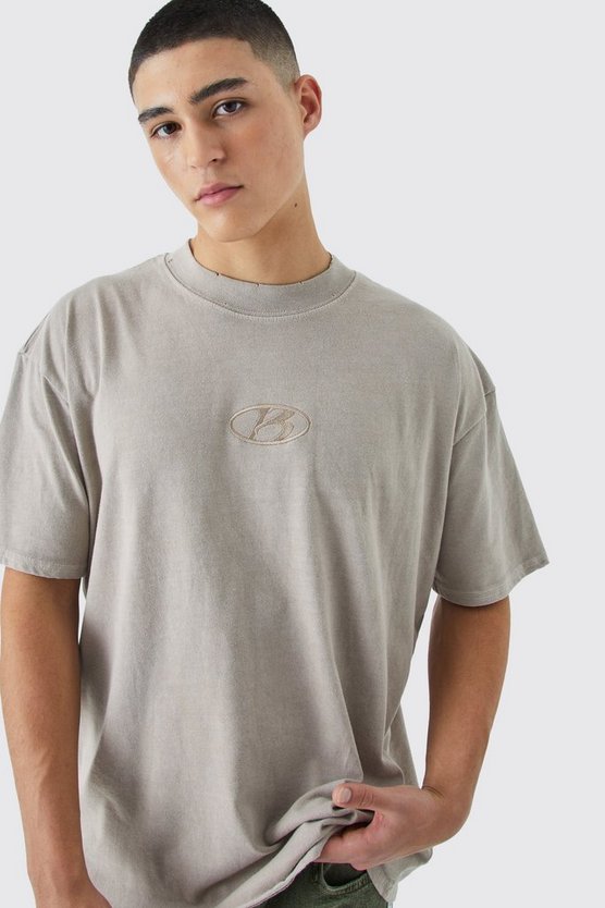 Zerrissenes Oversize T-Shirt mit Stickerei