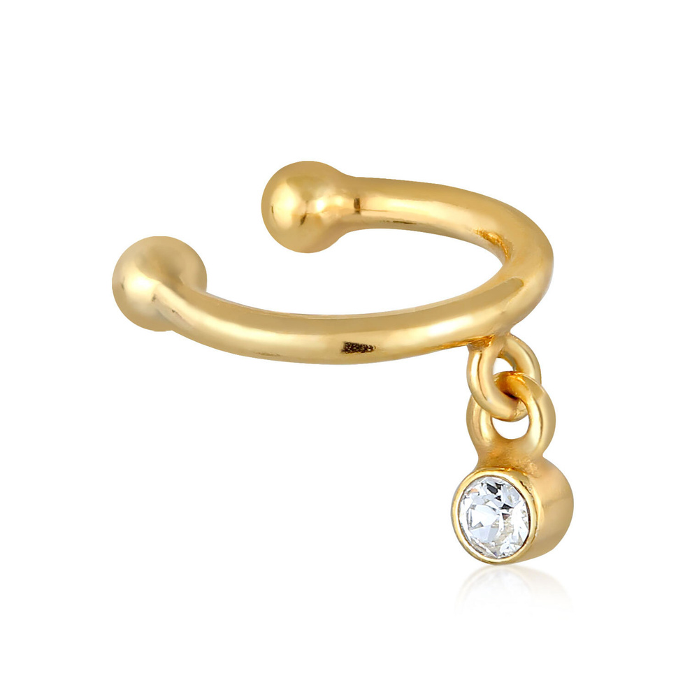 Elli Elli Boucles d'Oreilles Earcuff pour Femmes Boule Élégante avec Cristal en argent Boucles d'oreilles
