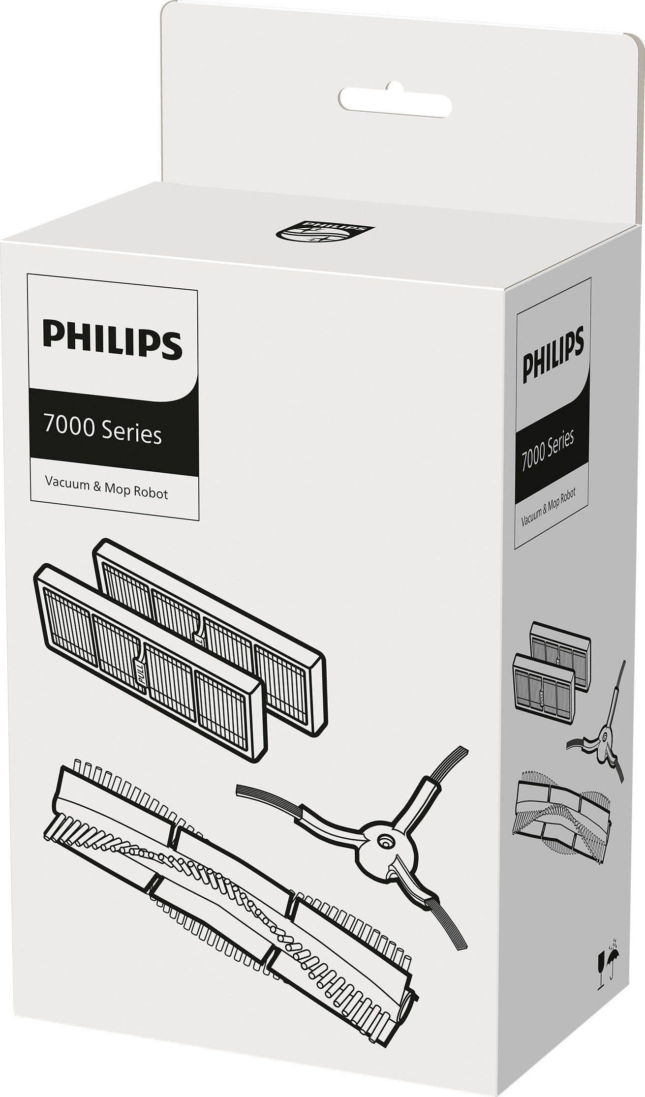 Philips Bodenwischer-Set XV1473/00 (Packung, 4-St), für Saugroboter XU7000/01, XU7100/01 mit 2x Filter, 1x Seitenbürsten