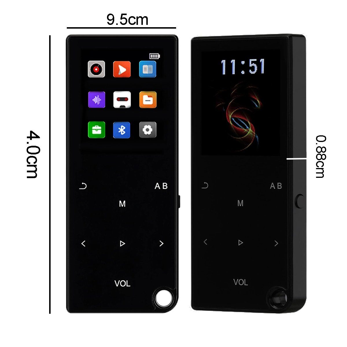 JedBesetzt MP3 Player Bluetooth 5.0 mit 1,8 Zoll TFT Farbbildschirm, Touch-Tasten MP3-Player