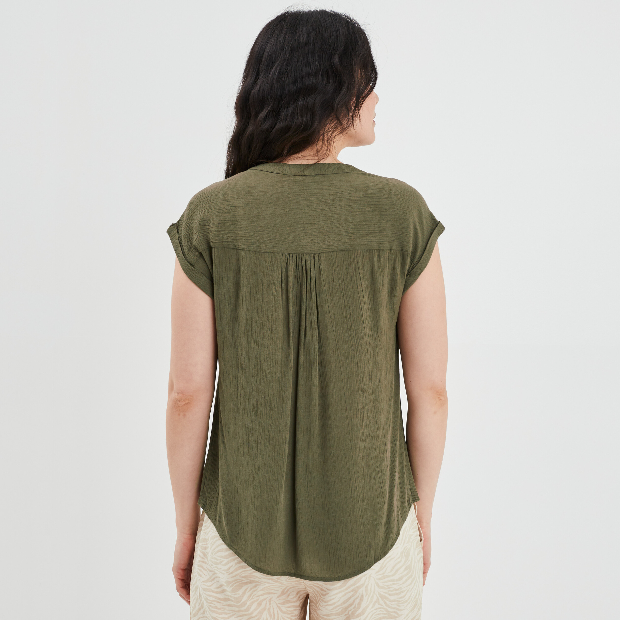 Blouse manches courtes vert kaki femme | La Halle
