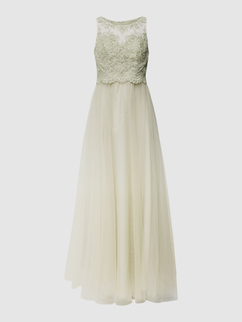 Abendkleid mit Spitzenbesatz in mint