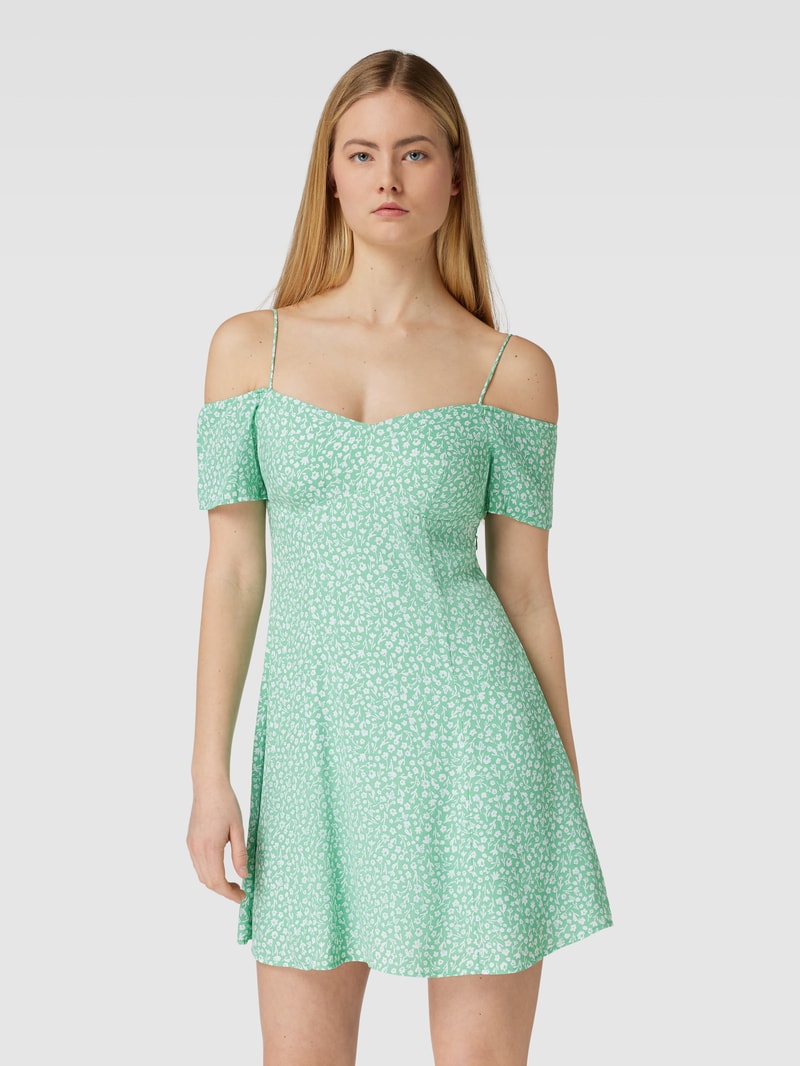 Off-Shoulder-Kleid mit Label-Stitching in mint