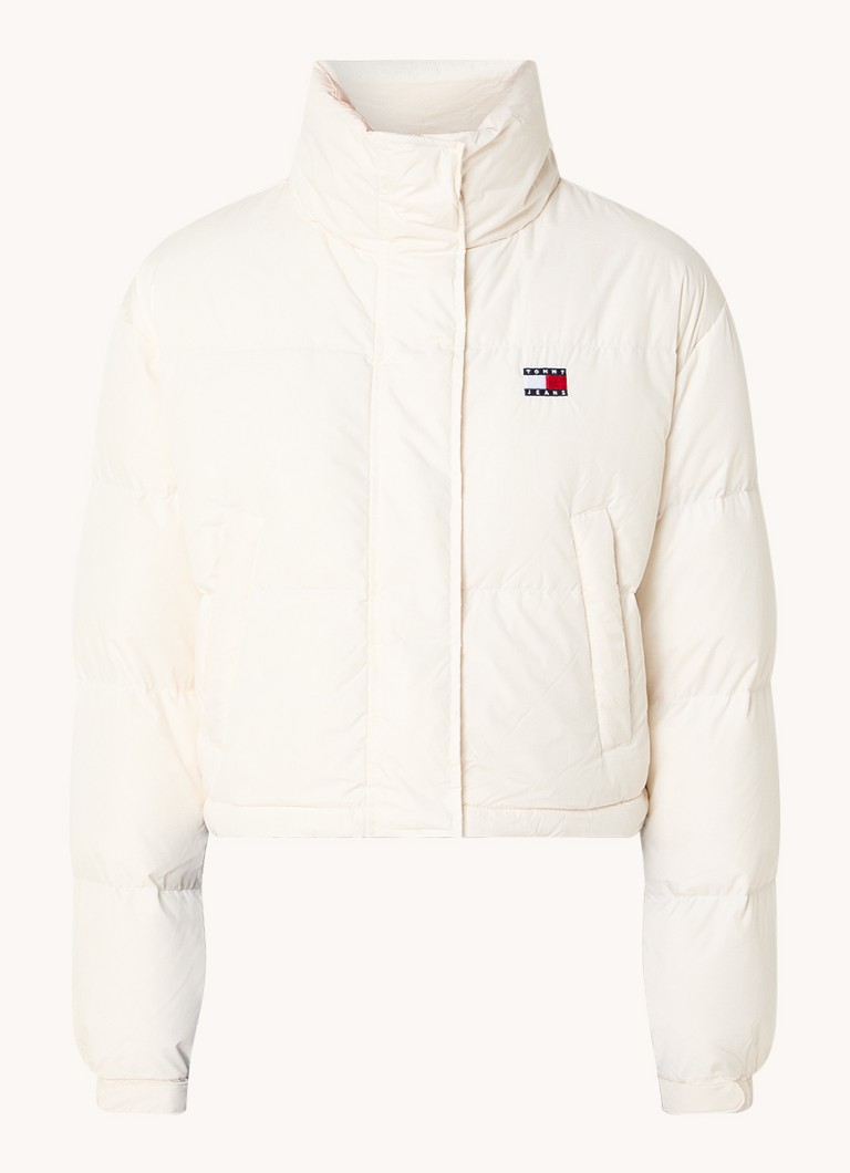 Tommy Hilfiger pūkaina jaka ar dūnu pildījumu un logotipa apdruku