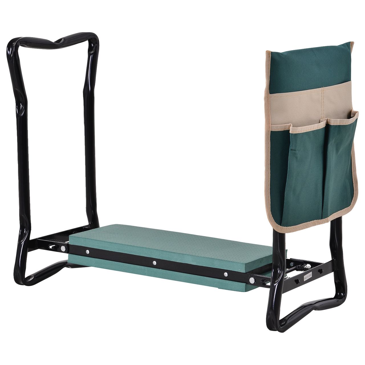 Outsunny Kniebank Klappbarer Gartenhocker 2-in-1 Kniehilfe mit Werkzeugtasche EVA-Schaumstoff 58 x 28 x 49 cm