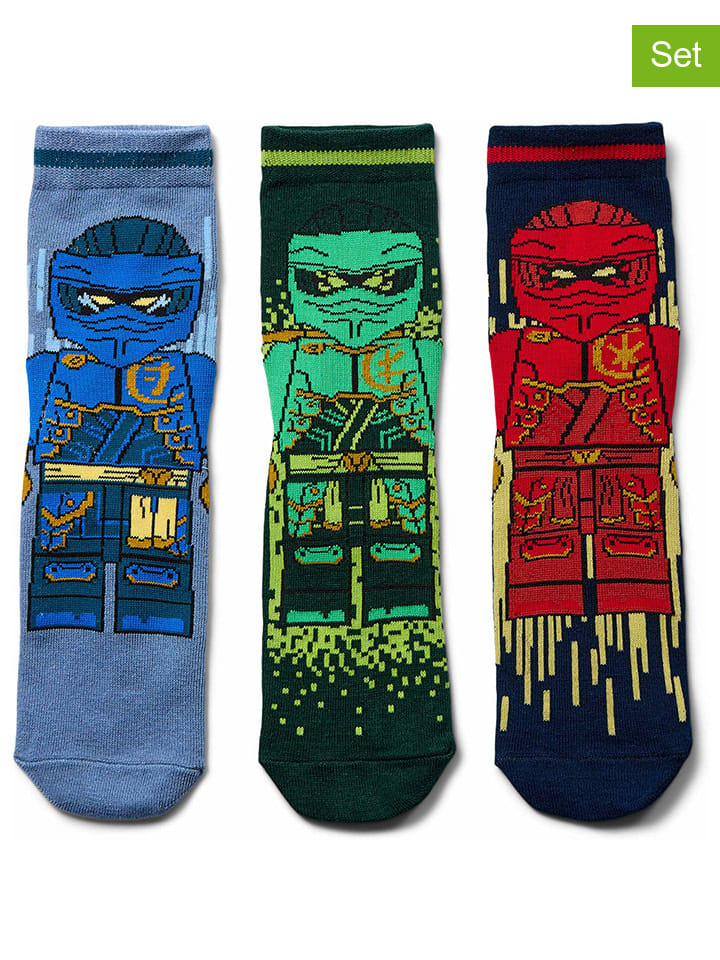LEGO 3er-Set: Socken in Dunkelblau/ Blau/ Grün günstig kaufen
