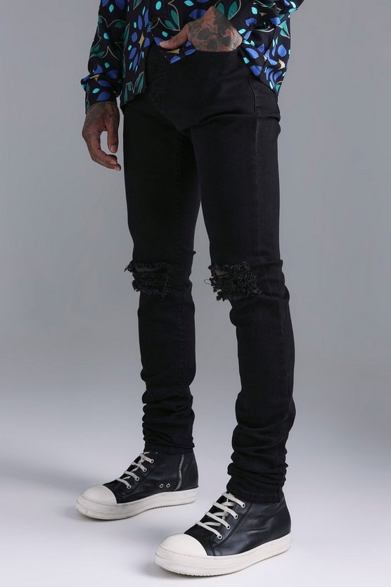 Skinny Stretch Jeans mit Riss am Knie