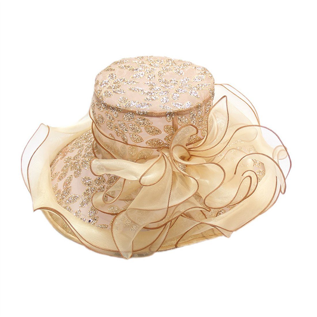 DÖRÖY Sonnenhut Damen Sommer Organza floral Bowler Hut, faltbar Strand Hut Sonne Hut