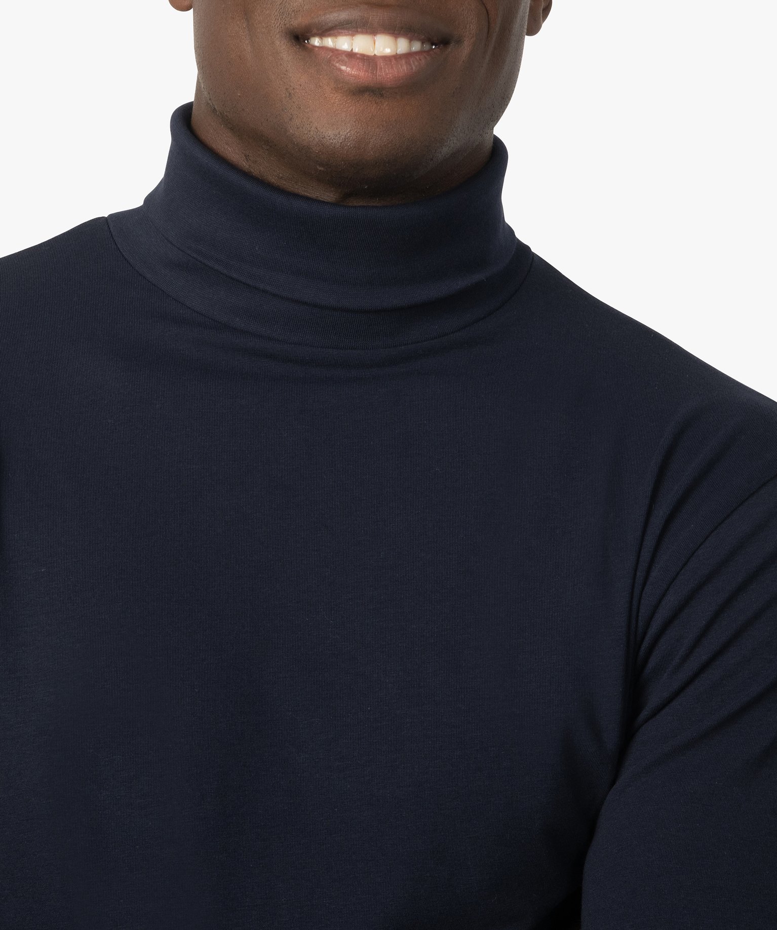 Tee-shirt homme à large col roulé coupe slim bleu | GEMO