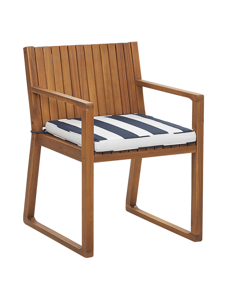 Beliani 9-tlg Gartentisch Set SASSARI in Heller Holzfarbton/Weiß/Blau günstig kaufen onesize