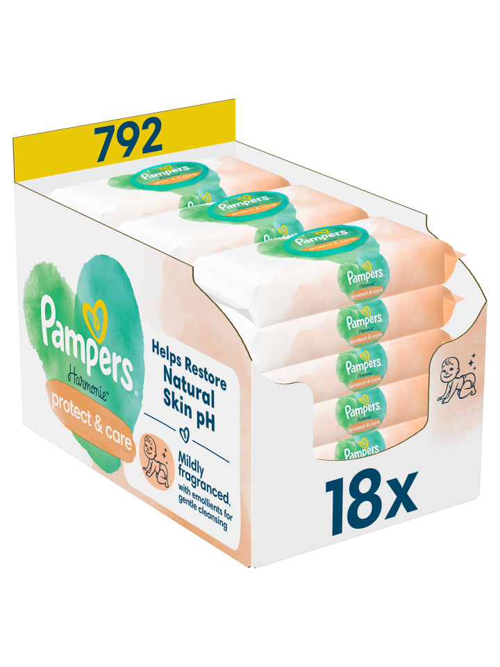 Pampers Pampers Harmonie Protect & Care Feuchttücher 18 Packungen = 792 Feuchttücher günstig kaufen onesize