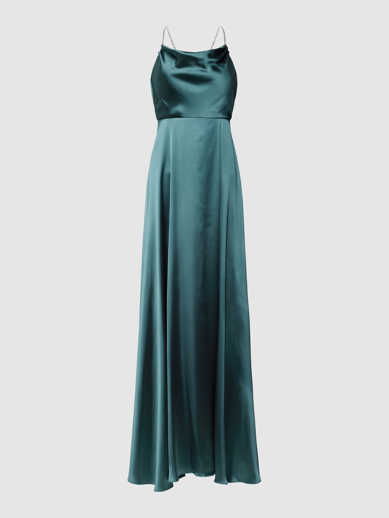 Abendkleid mit Wasserfall-Ausschnitt in schilf meliert