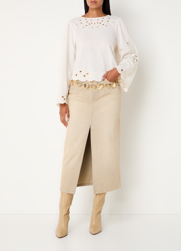 Jupe midi en denim Fabienne Chapot Carlyne, finition délavée