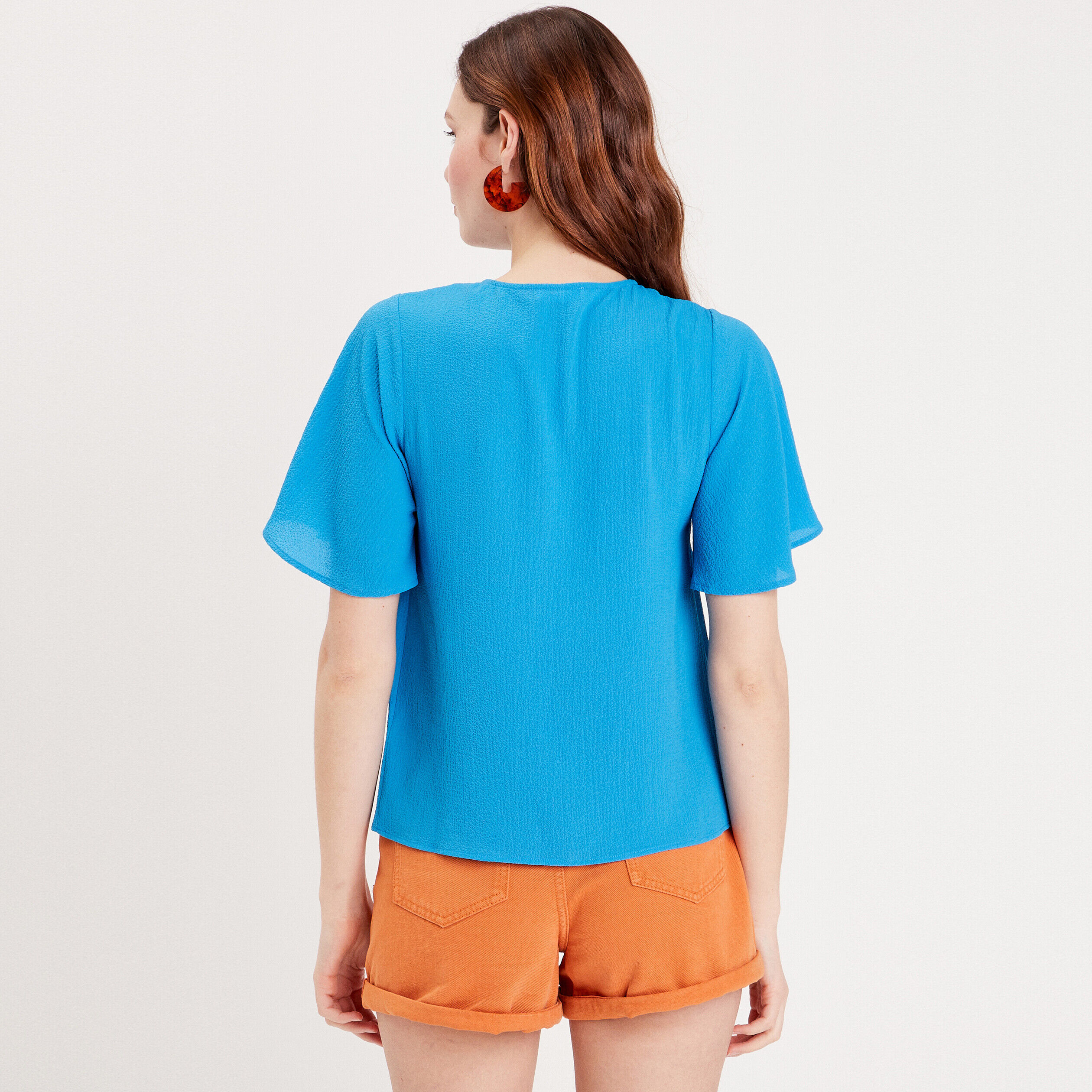 Blouse manches courtes bleu femme | Cache Cache