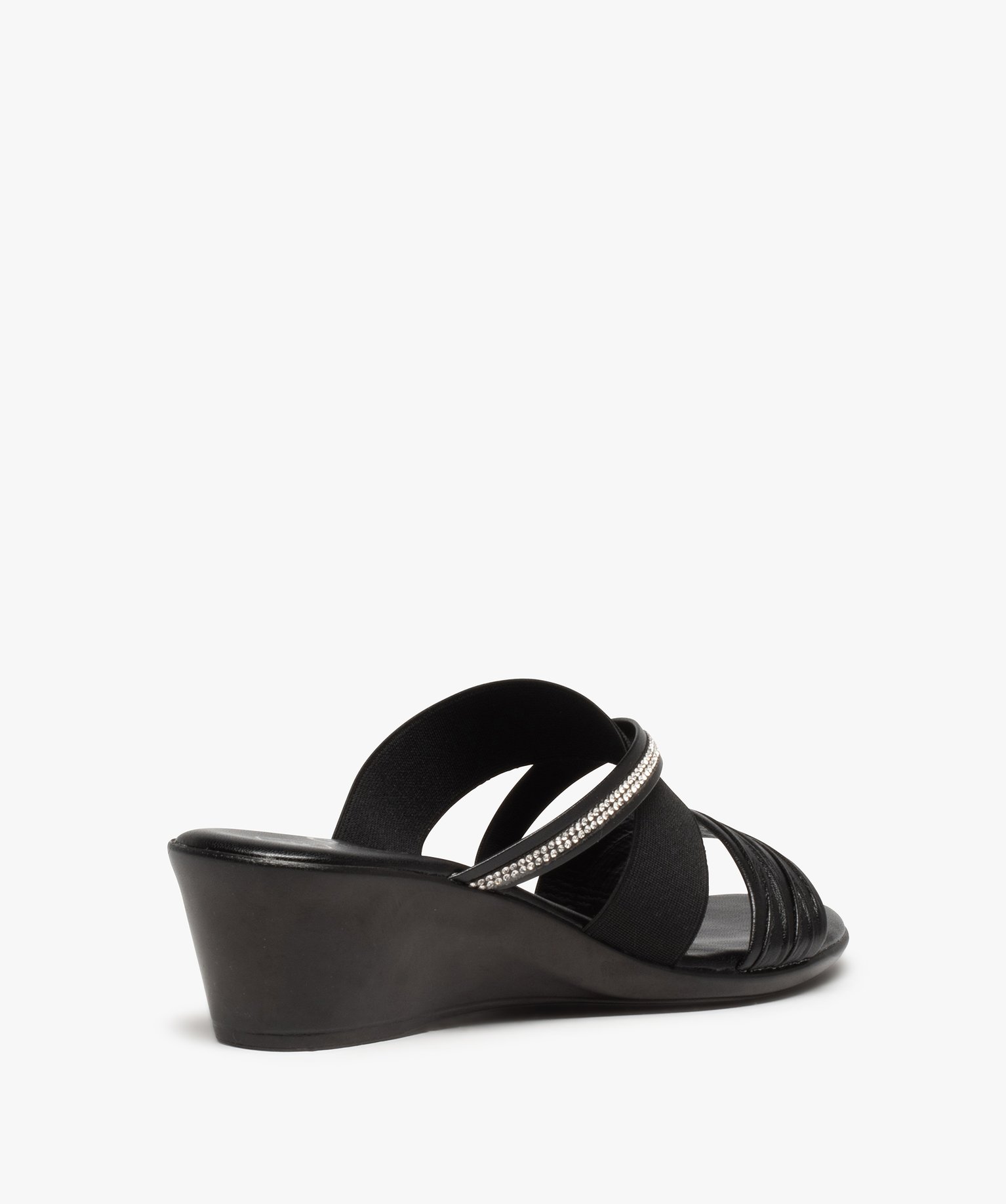 Sandale femme confort multi-brides forme mule noir | GEMO