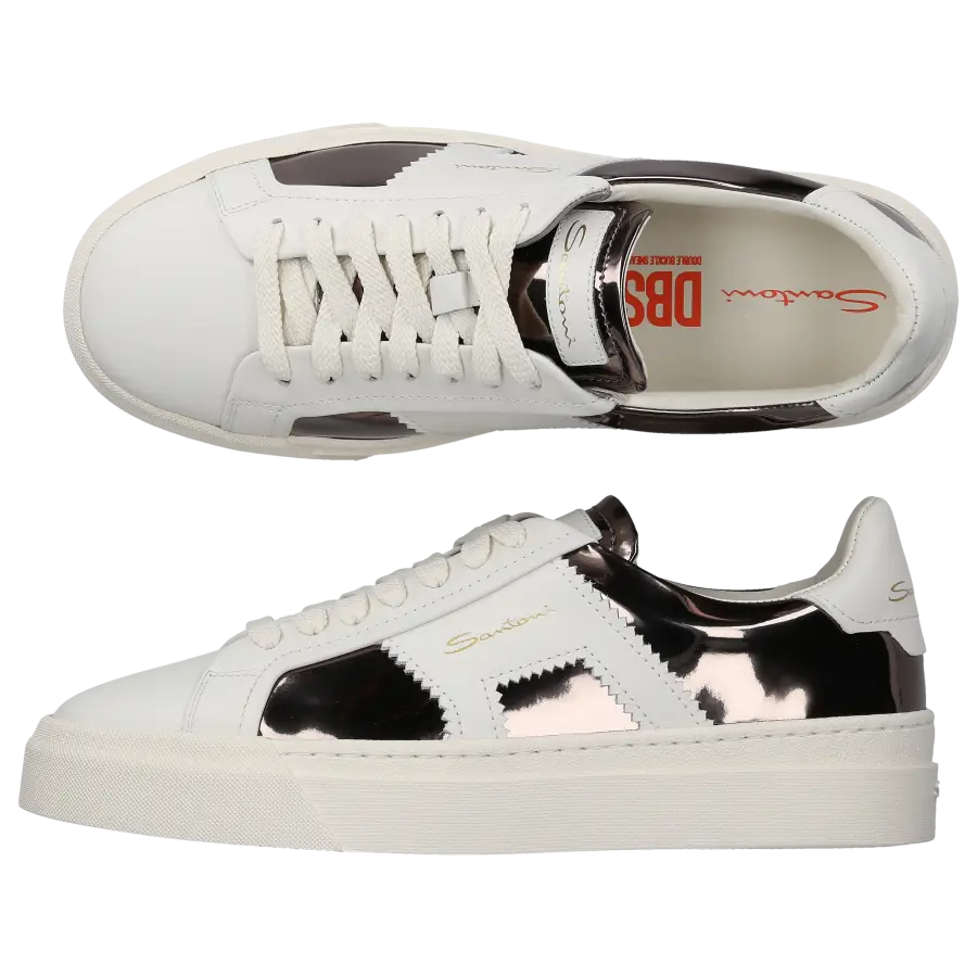 Santoni - Sneaker low DOUBLE BUCKLE Kalbsleder - weiß