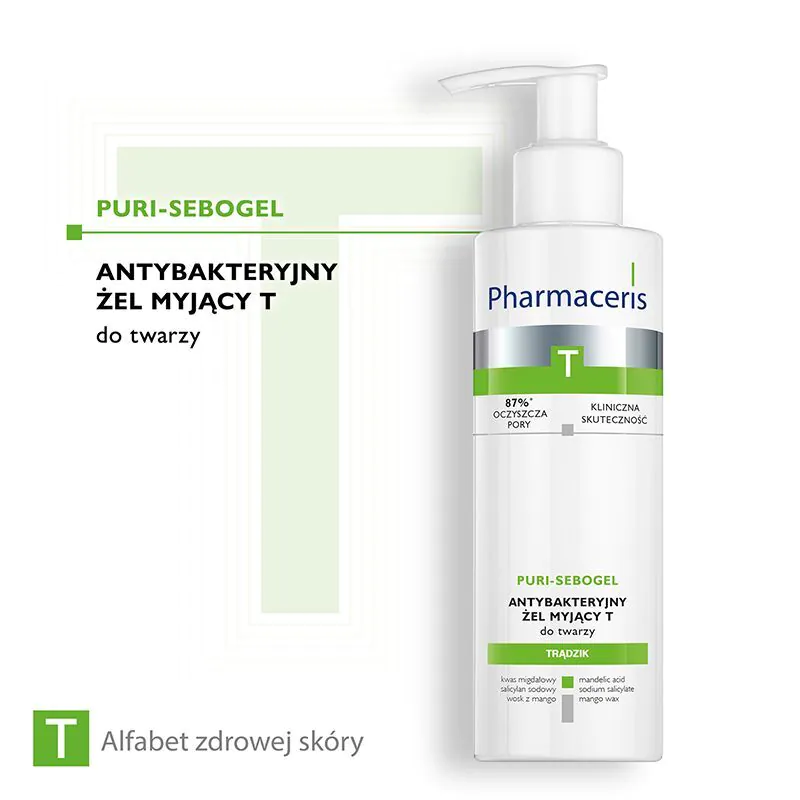 Pharmaceris T Puri-Sebogel antibakterinis veido valomasis gelis