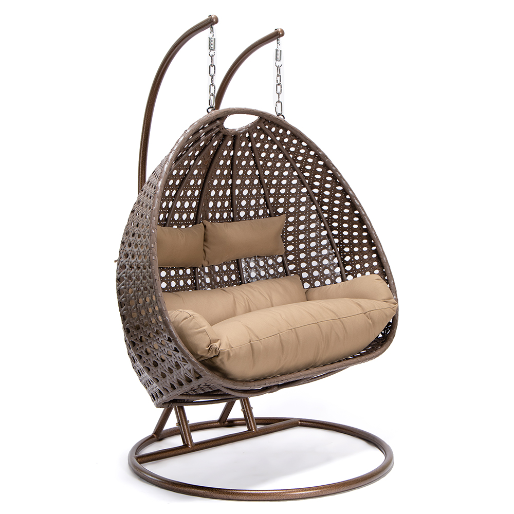 Home Deluxe Polyrattan Hängesessel TWIN Braun inkl. Regenabdeckung