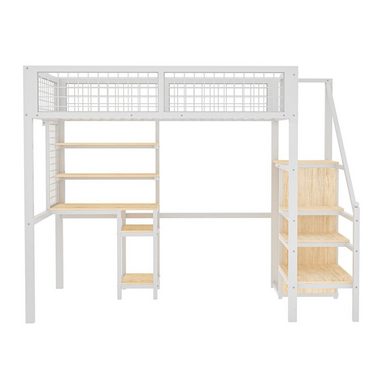 Flieks Hochbett Kinderbett 90x200cm mit Tisch/Leiter/Regal/Kleiderschrank (ohne Stuhl)