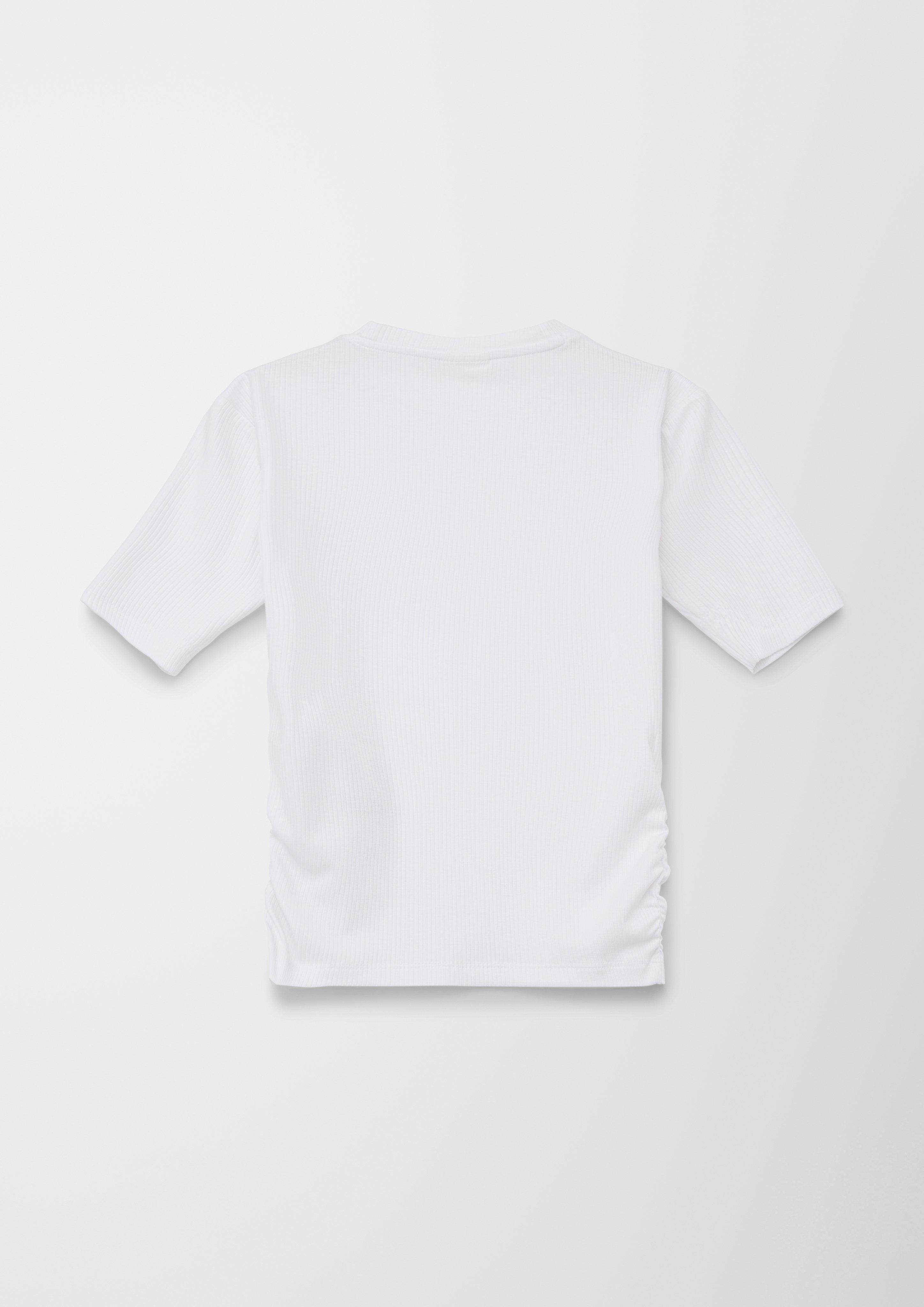 Eng anliegendes Rippshirt mit Raffung  2128030-0100