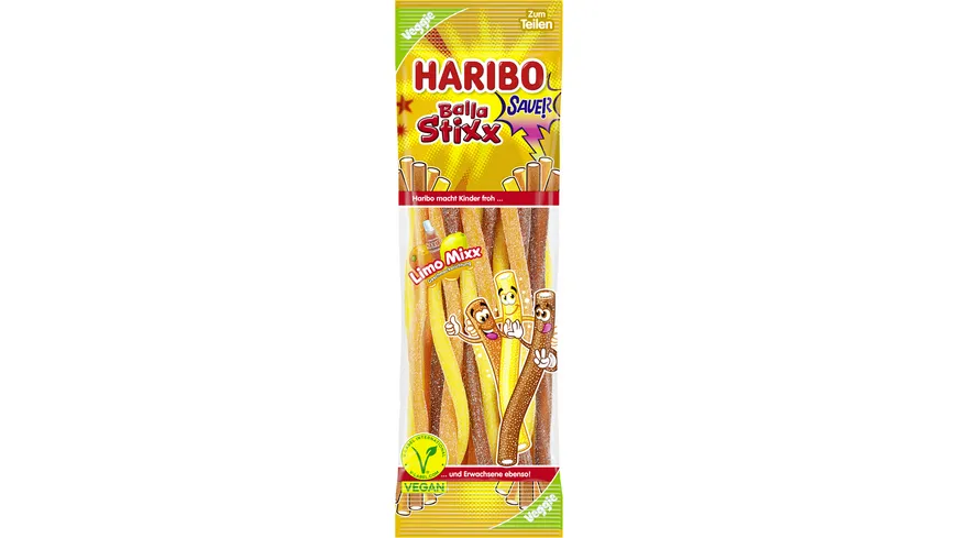 Haribo Fruchtgummi Balla Stixx Sauer Limo-Mix Veggie 175 g