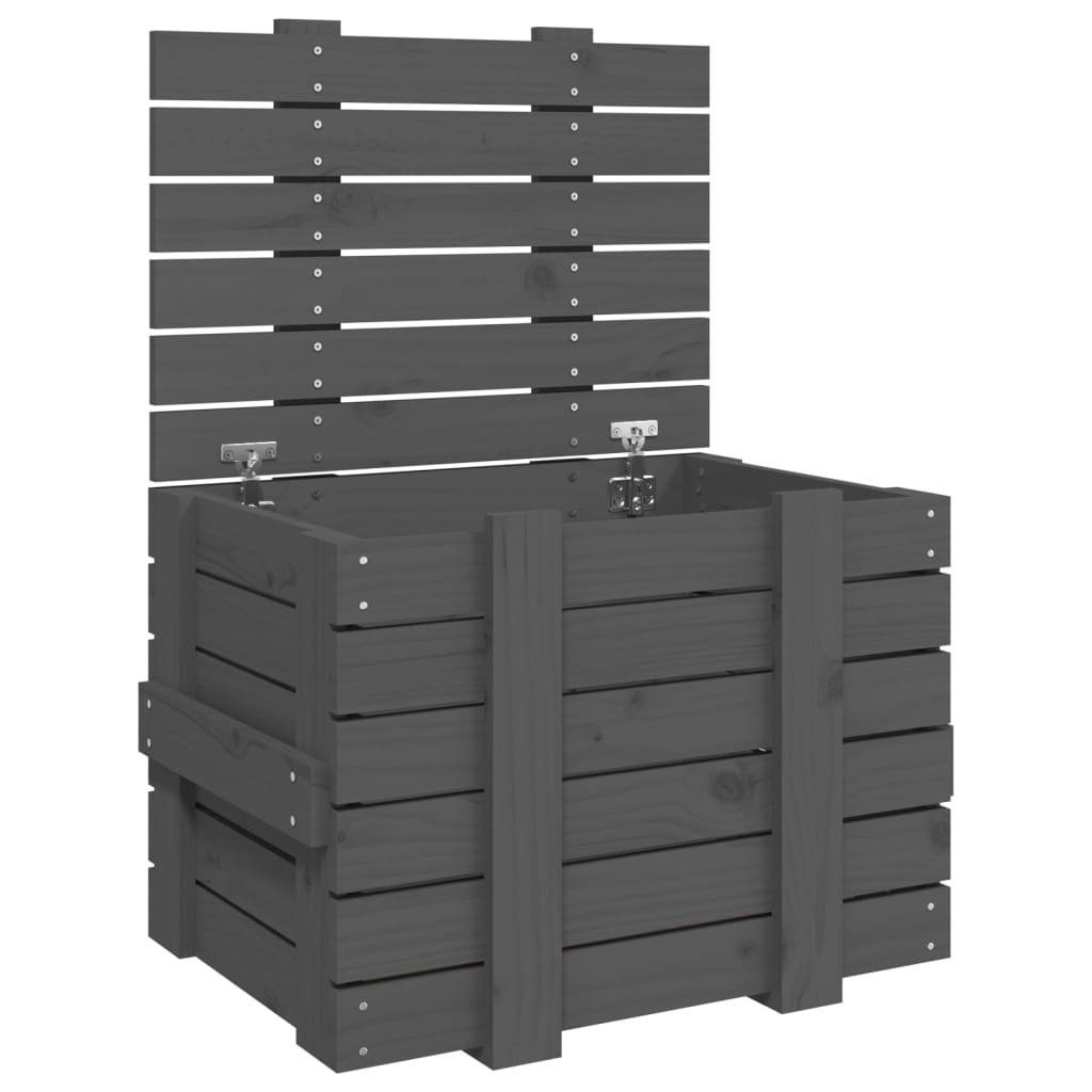 vidaXL Aufbewahrungsbox Truhe Grau 58x40,5x42 cm Massivholz Kiefer (1 St)