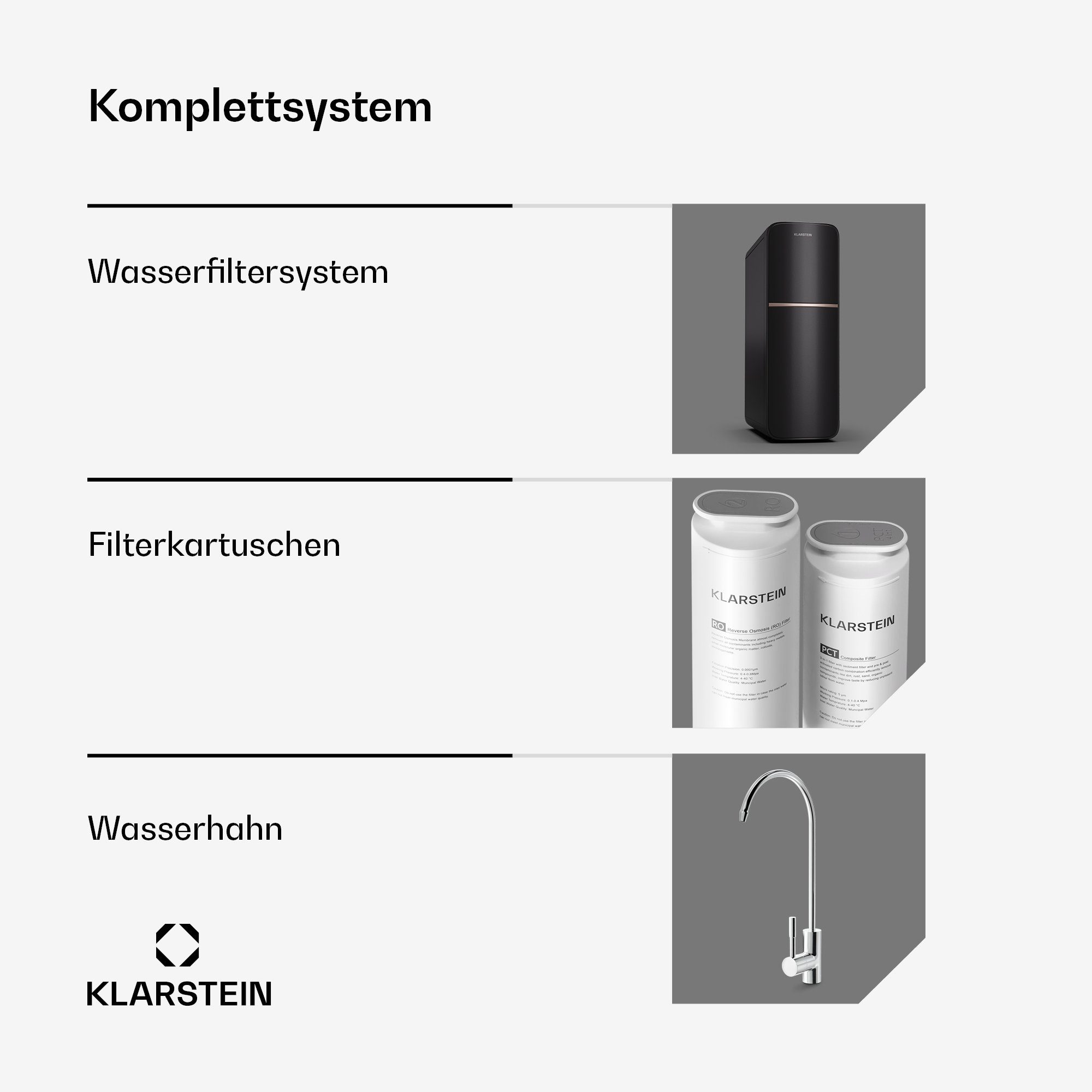 Klarstein Wasserfilter PureLine 800 Wasserfiltersystem, Zubehör für PureLine 600, RO-Filter Wasserfilter maschine Wasserhahn Home Office