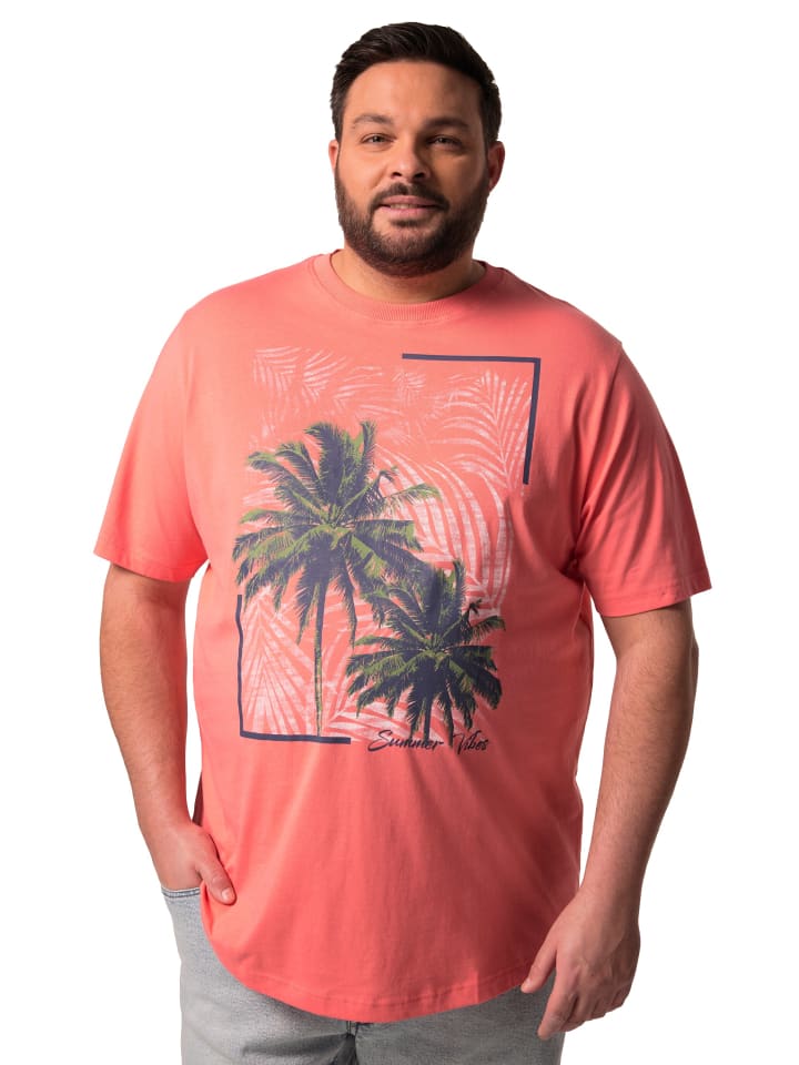Men Plus Kurzarm T-Shirt in koralle günstig kaufen