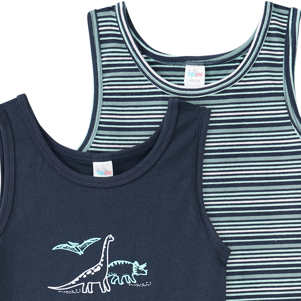 2 Jungen Unterhemden mit Dino-Print