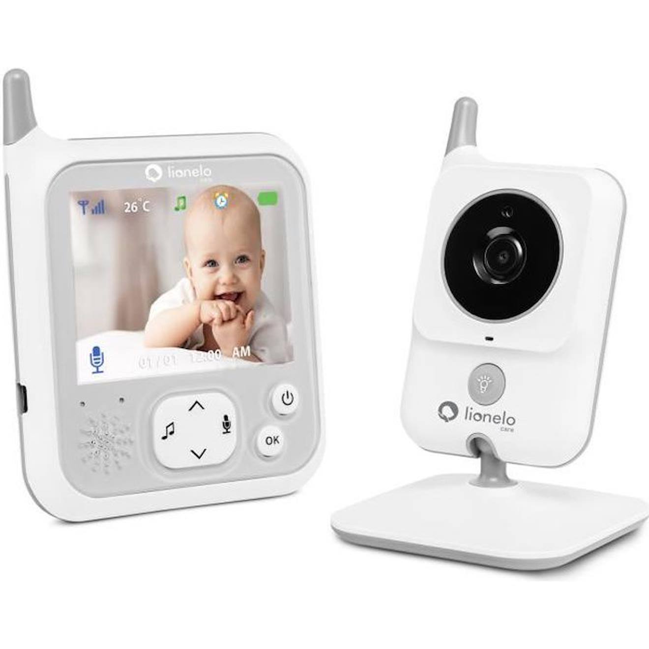 LIONELO Babyphone vidéo Babyline 7.1 caméra micro musique et veilleuse blanc