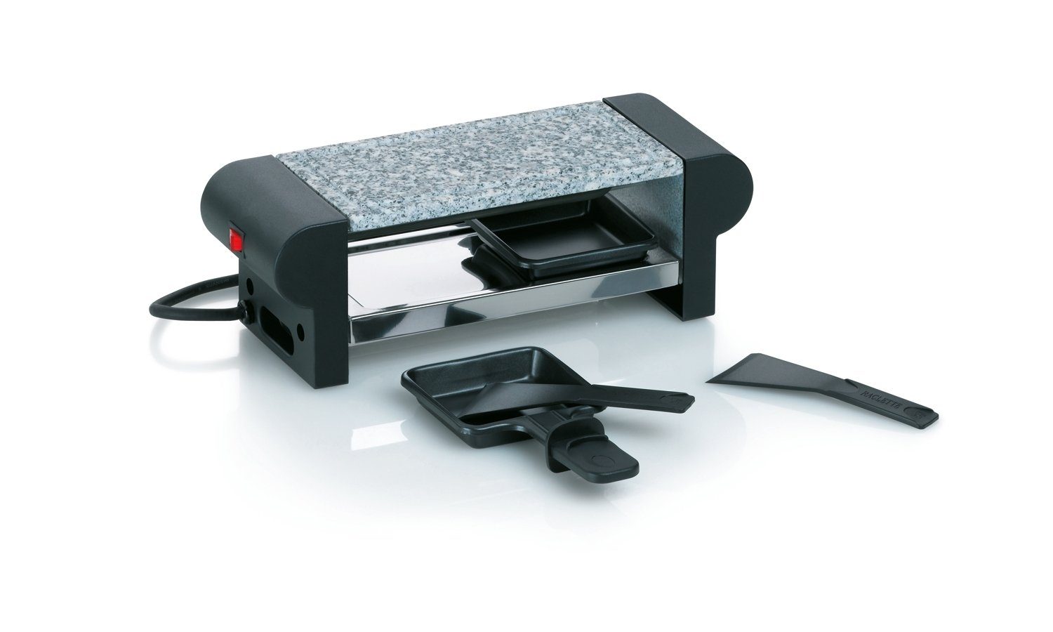 kela Raclette SPLÜGEN, Schwarz, Granit, für 2 Personen, 2 Raclettepfännchen, 350,00 W, 350 Watt, B 29,5 cm x T 10,65 cm