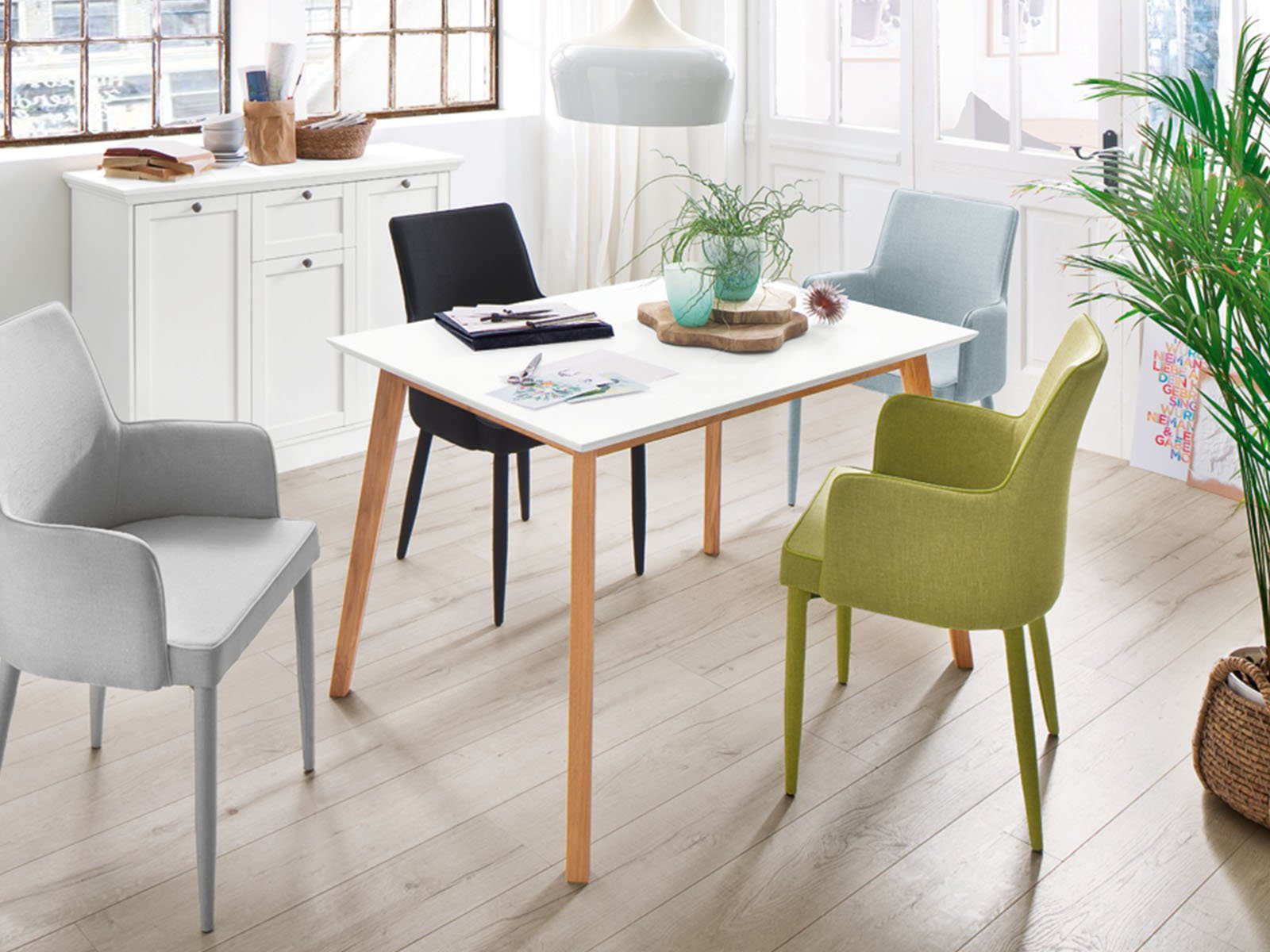 möbelando Sideboard Landsted, Schlichtes Sideboard mit 3 Rahmentüren, 1 Rahmenschubkasten und 2 Einlegeböden. Breite 120 cm, Höhe 90 cm, Tiefe 40 cm