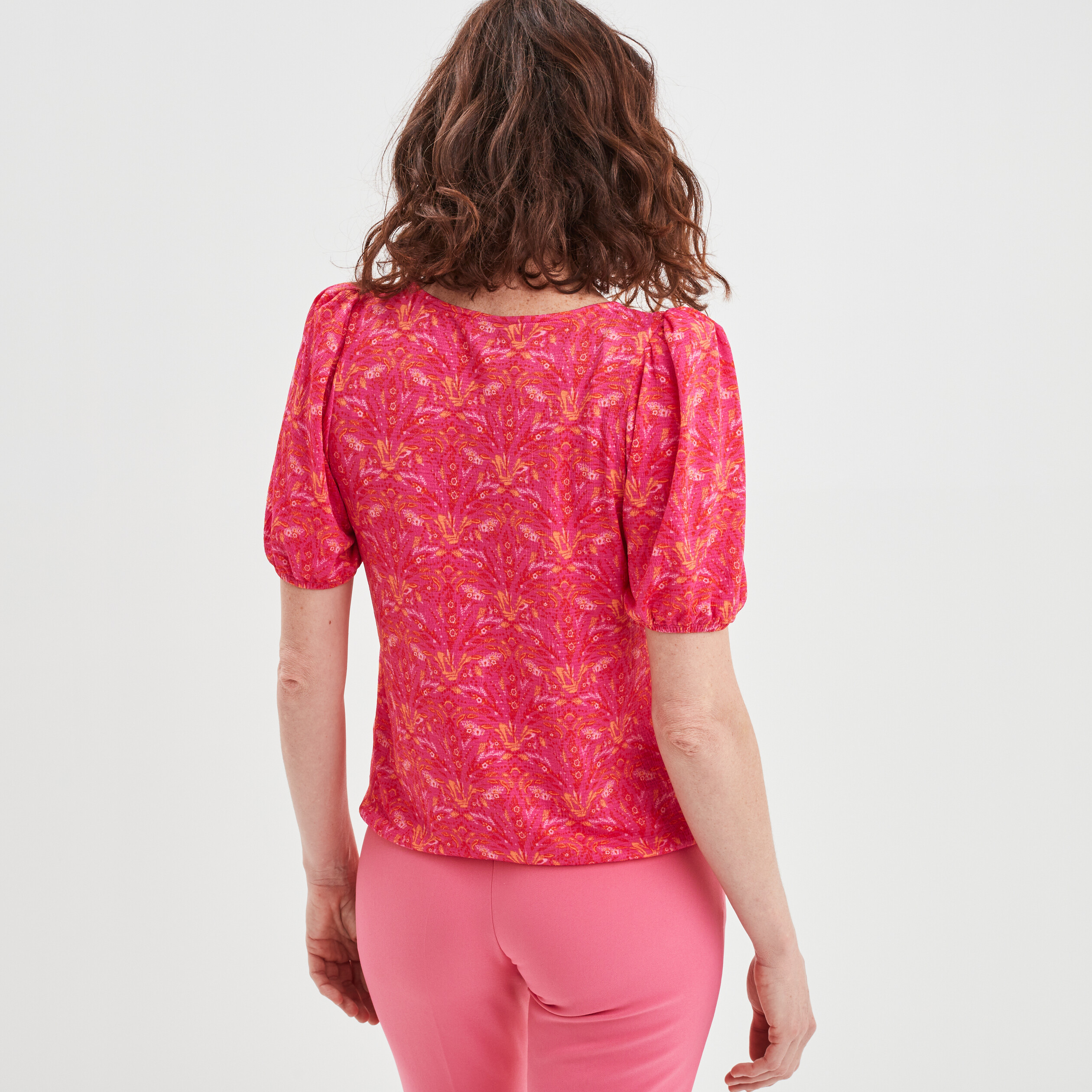 T-shirt manches 3 4 ballons rose femme | La Halle