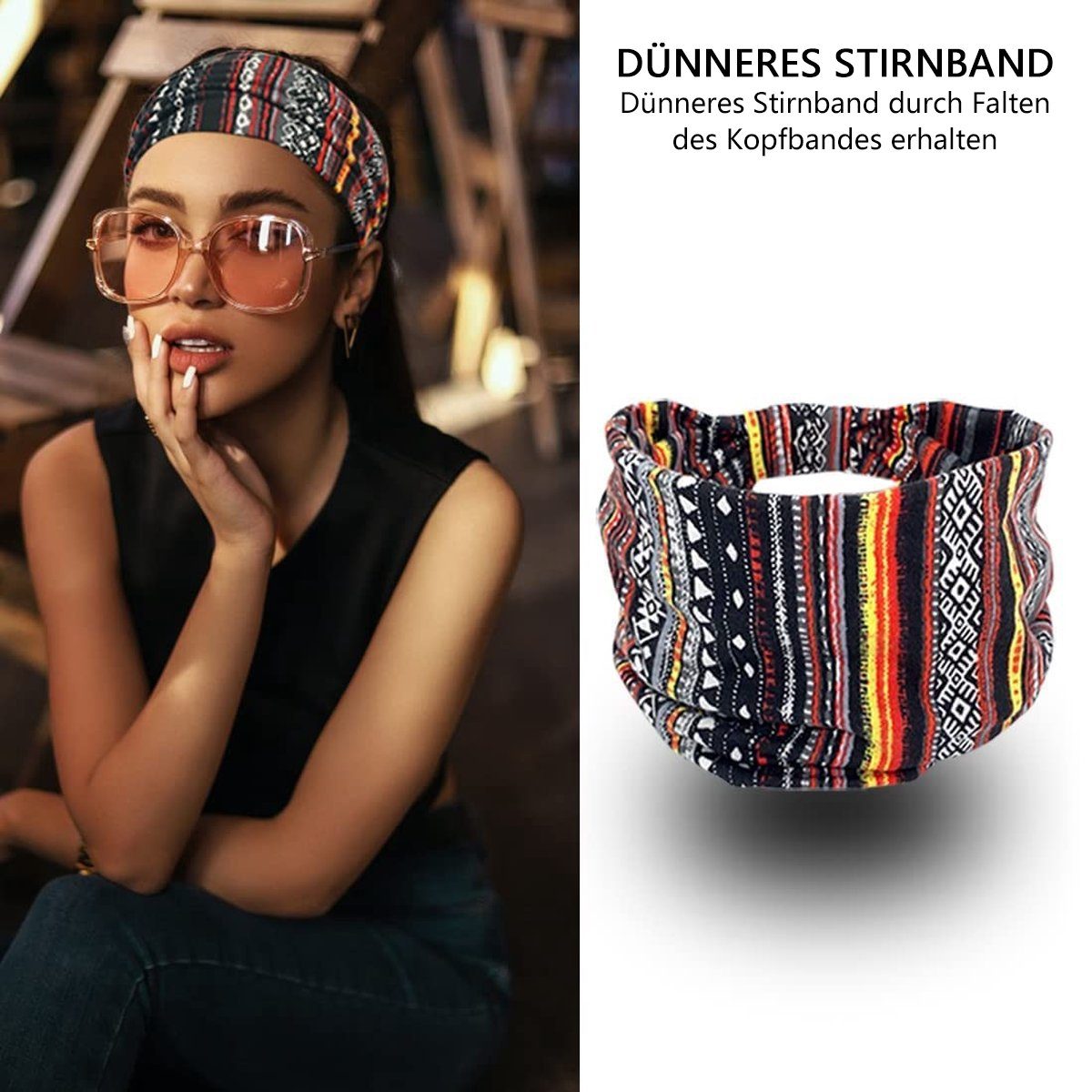 BOTC Stirnband Damen Boho Stirnbänder Kopfband elastisch weich (6-teiliges Set, Sport Yoga Haarbändern) Haarband, Damenhaarbänder – 23*10CM, 6 Farbmischungen
