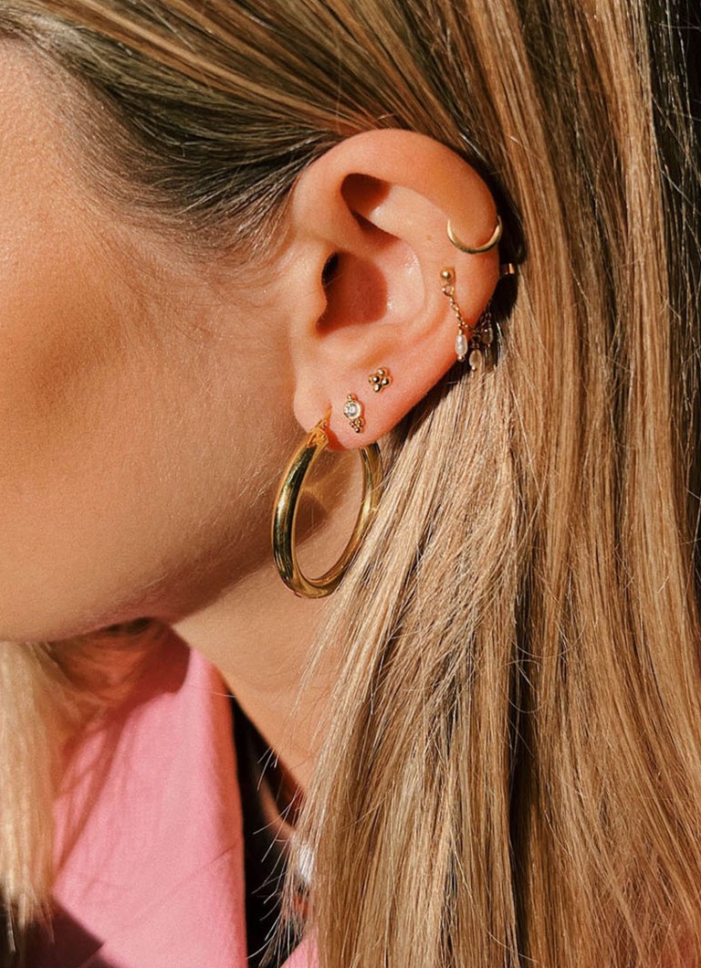 Anna + Nina Round Plain gold-plated hoop earrings