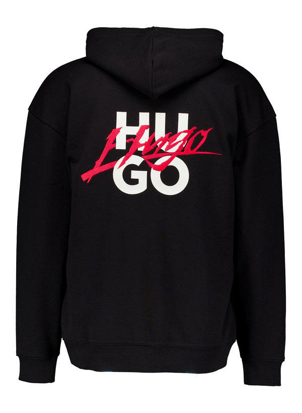 HUGO, Sweatshirt Dlogolong, Baumwolle, schwarz
