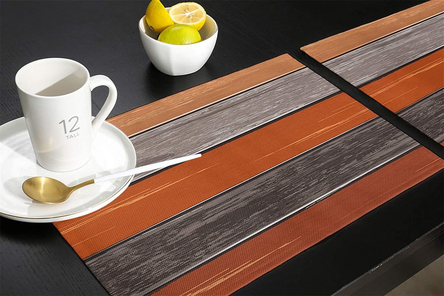TOPMELON Tischsitz Tischsets 4er Set, Holzstreifen Tischsets abwaschbar