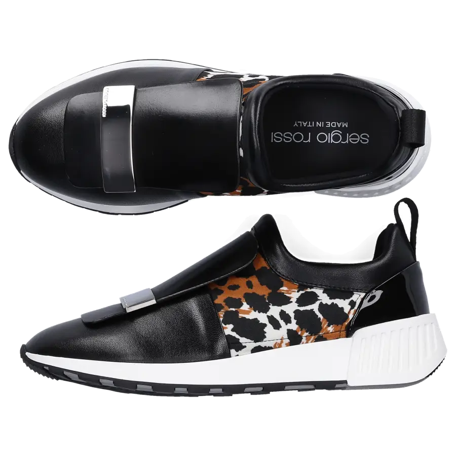 Sergio Rossi - Slip Ons SR1 RUNNING Kalbsleder Leo Print schwarz - braun