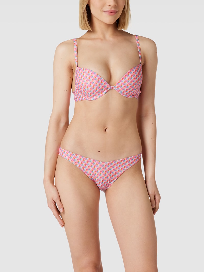 Bikini-Oberteil mit Allover-Muster in fuchsia